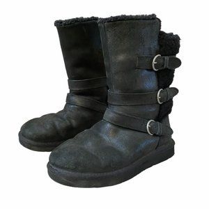 UGG Australia Becket Moto Buckle Leather Sheepskin Boot size 6